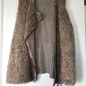 brown fur vest